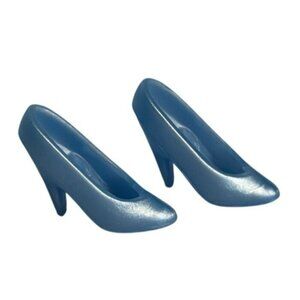 Vintage 1990s Barbie Pearly Blue High Heel Pumps – Mattel Doll Shoes Accessory